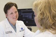 Dr. Kerri Harting, St. Luke's Breast Center and Kathy Schaefer, Breast Cancer Survivor